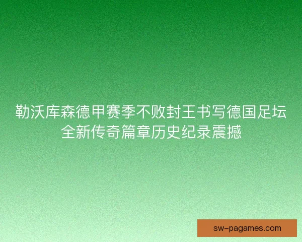 勒沃库森德甲赛季不败封王书写德国足坛全新传奇篇章历史纪录震撼