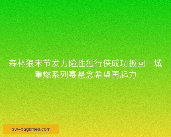 森林狼末节发力险胜独行侠成功扳回一城重燃系列赛悬念希望再起力